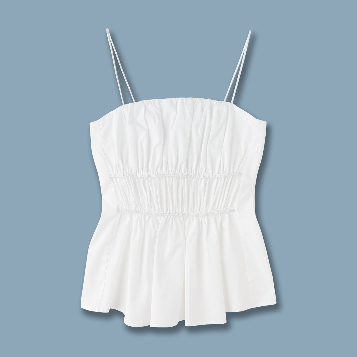 Pleated Camisole Top Brown Waisted Vest