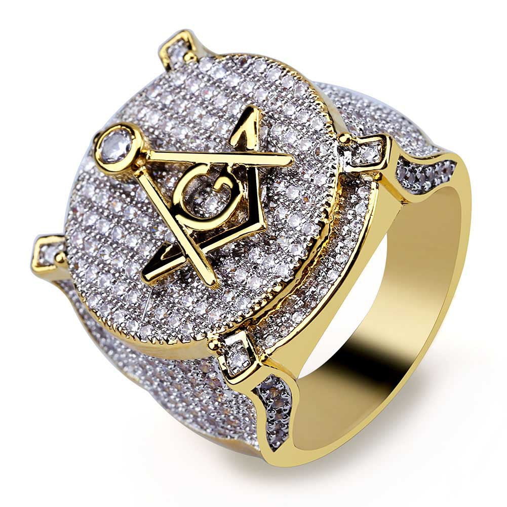 Retro AG Masonic Letters HipHop Ring