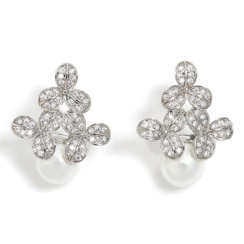 High-grade Micro-inlaid Flower Pearl Earrings