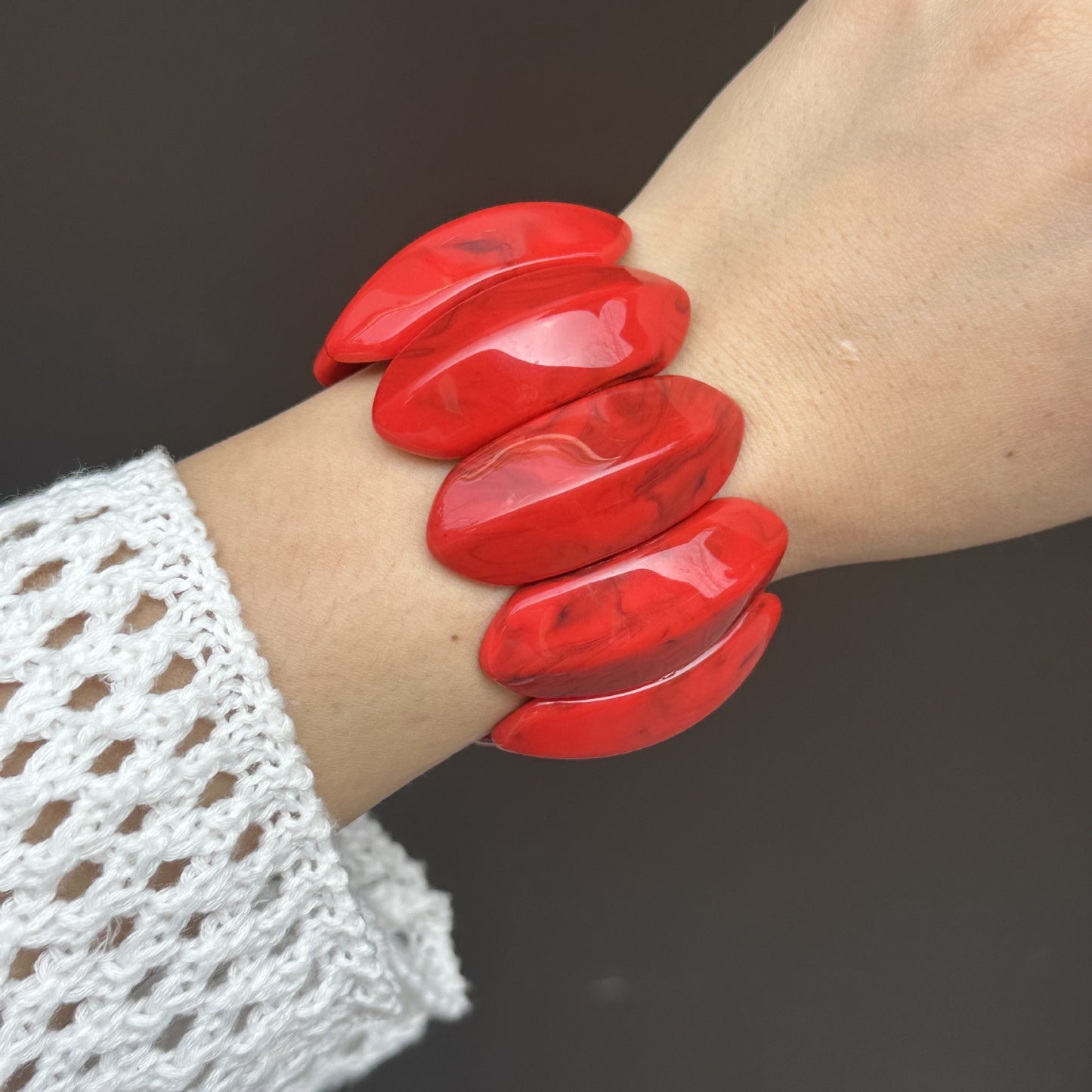 Geometric Blooming Red Bracelet