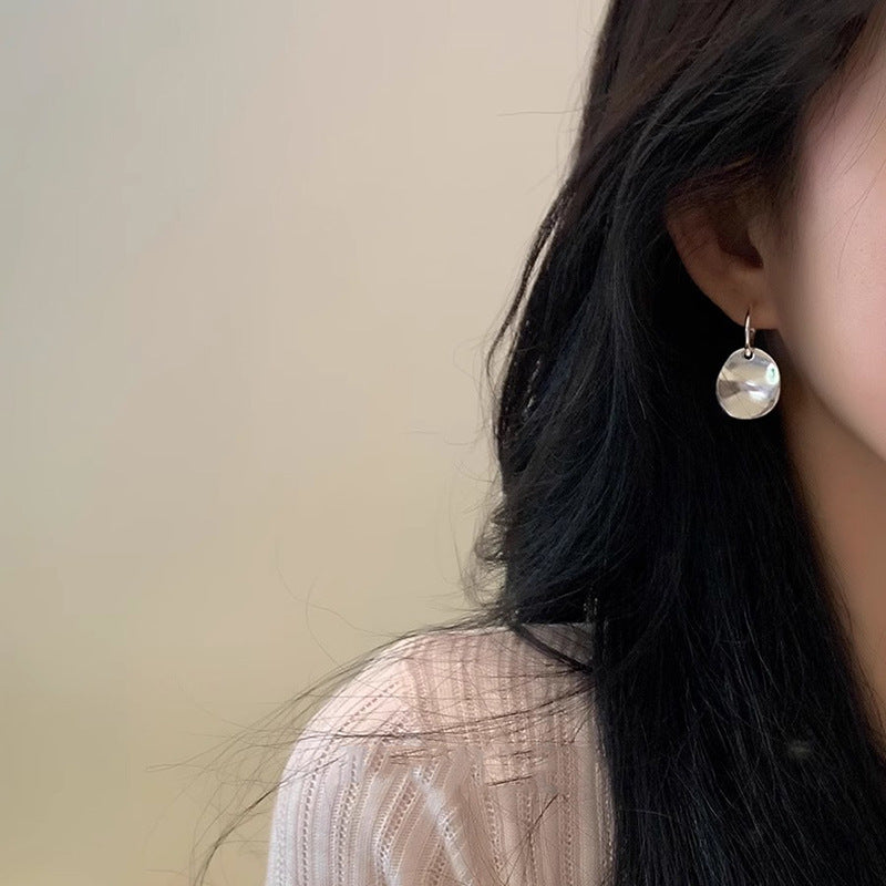 Heavy Industry Korean Niche Design Pleated Texture Round Brand Earrings