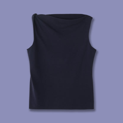 Slim-fit One-shoulder Knot Detail Cotton Top