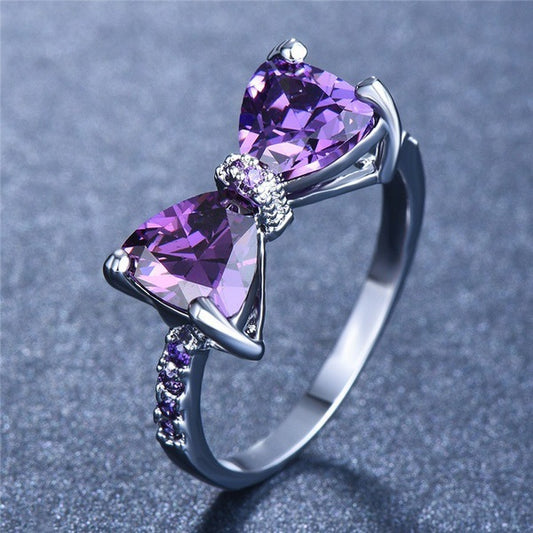 Purplish Red Zircon Ring
