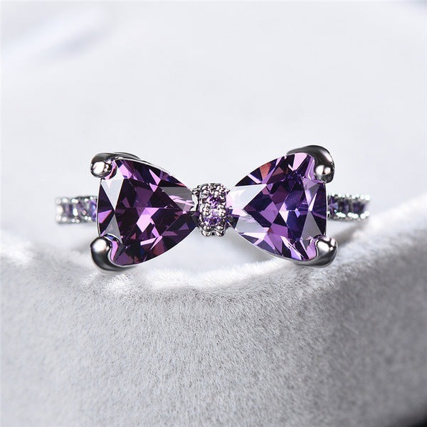 Purplish Red Zircon Ring