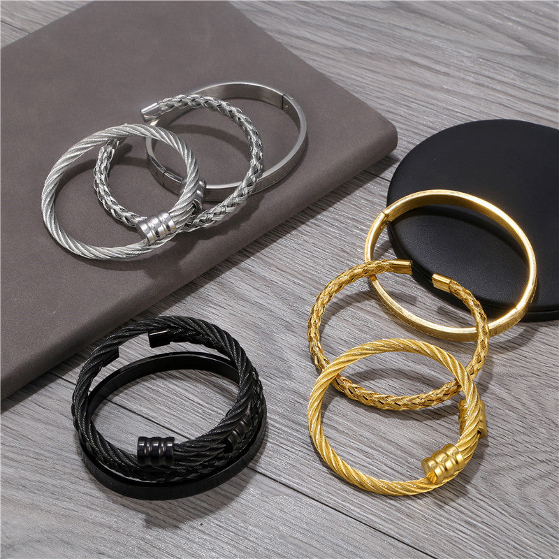 Titanium Steel Bracelet Set