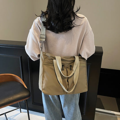 Solid Color Casual Large Capacity Portable Messenger Bag