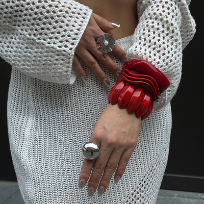 Geometric Blooming Red Bracelet