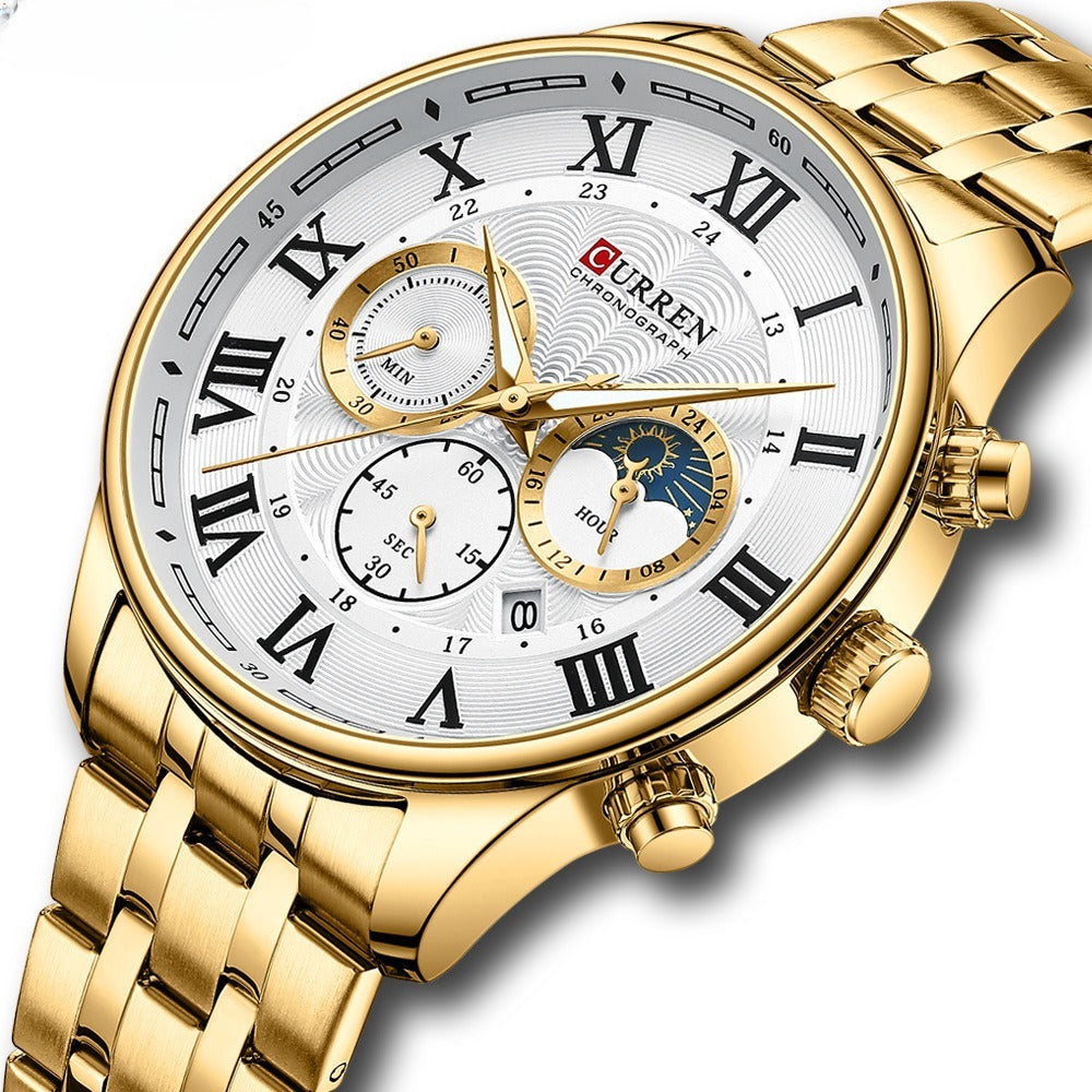 Men's Six-pin Quartz Steel Watch