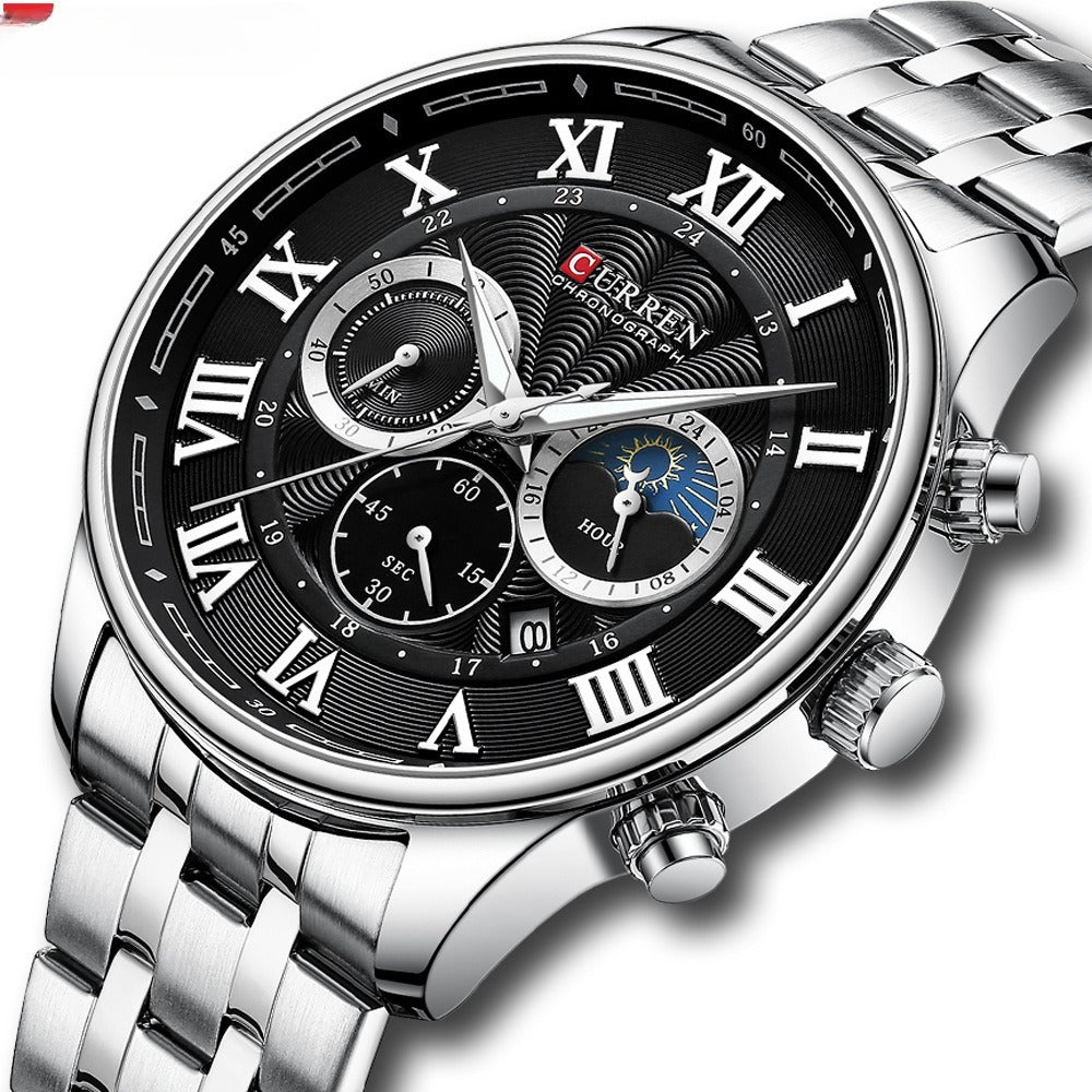 Men's Six-pin Quartz Steel Watch