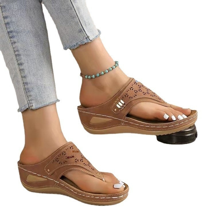 European And American Flip-flops Women's Non Slip Outdoor Wedge Flip-flops