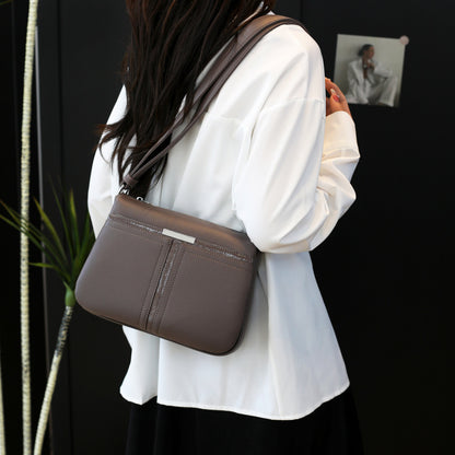 Soft Leather Multi-layer Crossbody Bag