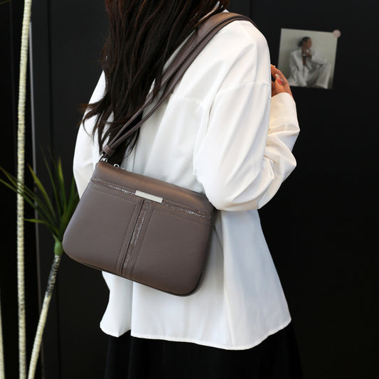 Soft Leather Multi-layer Crossbody Bag