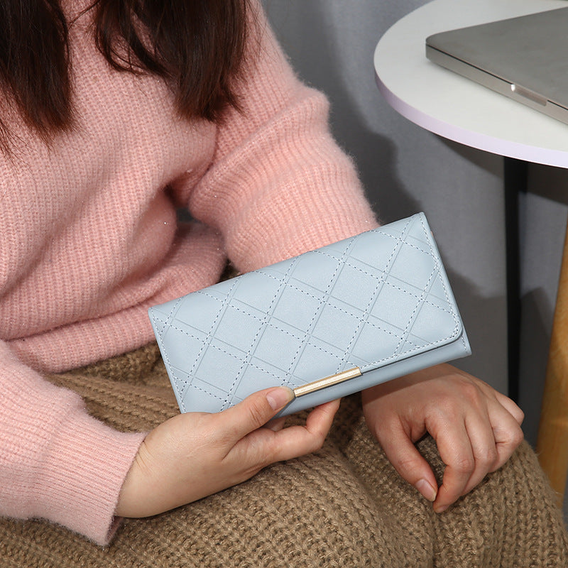 Embroidery Thread Rhombus Clutch Wallet