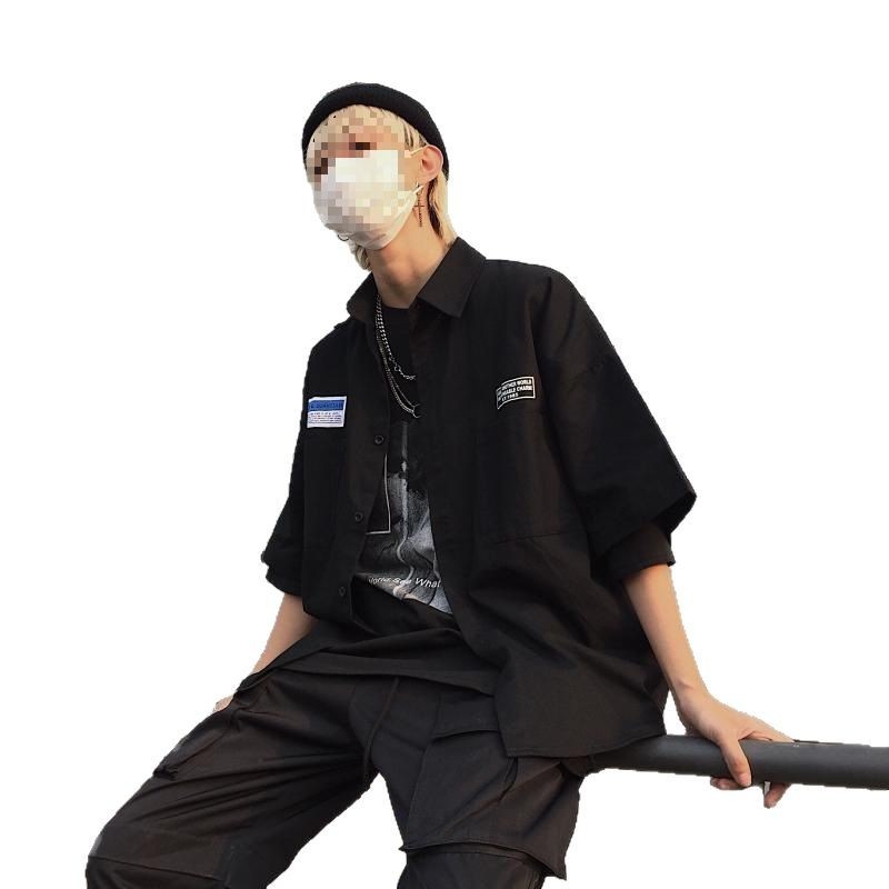 Ins Style Retro Workwear Shirt Short Sleeve Shirt For Women