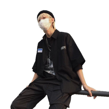 Ins Style Retro Workwear Shirt Short Sleeve Shirt For Women