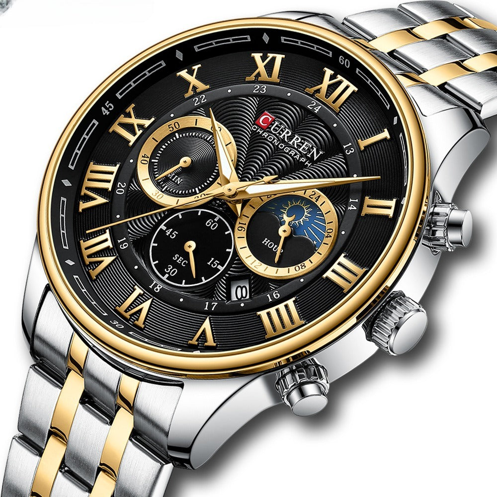 Men's Six-pin Quartz Steel Watch