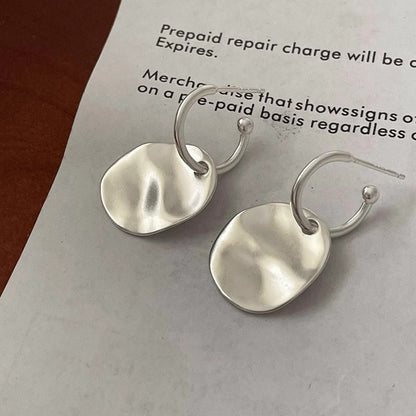 Heavy Industry Korean Niche Design Pleated Texture Round Brand Earrings