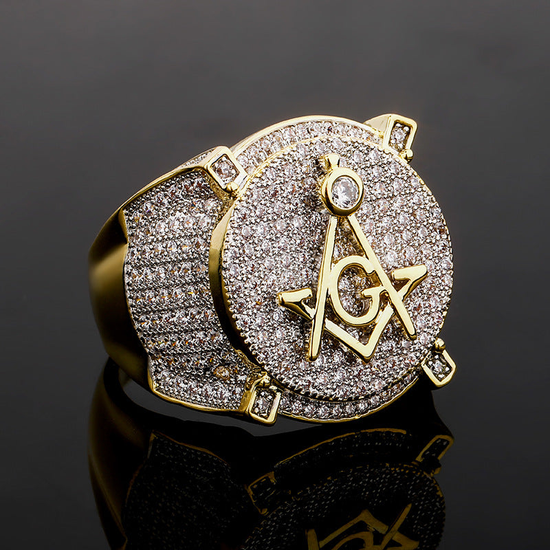 Retro AG Masonic Letters HipHop Ring