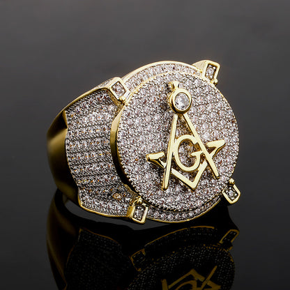 Retro AG Masonic Letters HipHop Ring