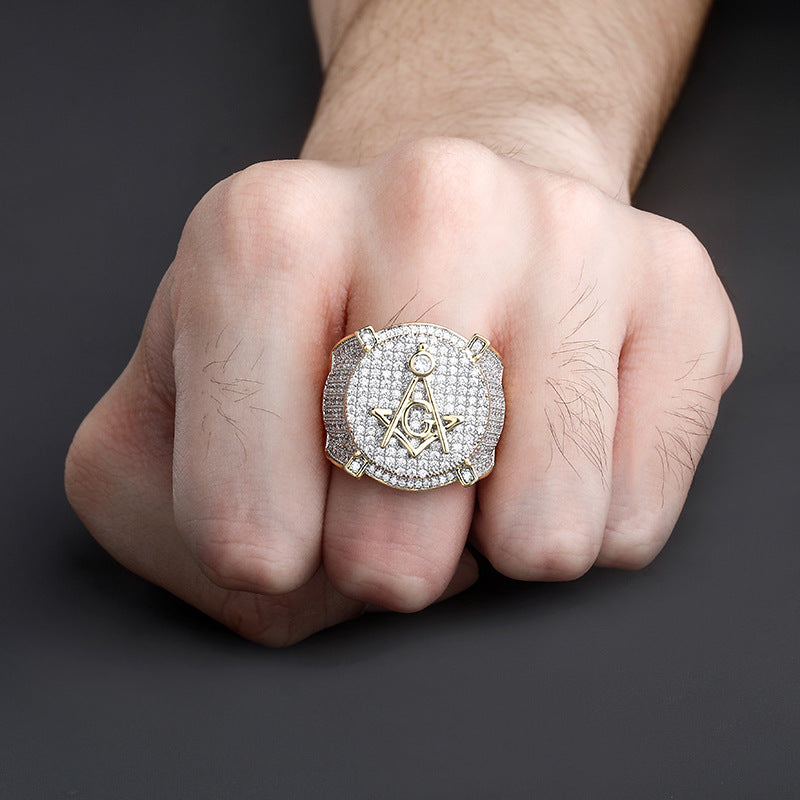 Retro AG Masonic Letters HipHop Ring