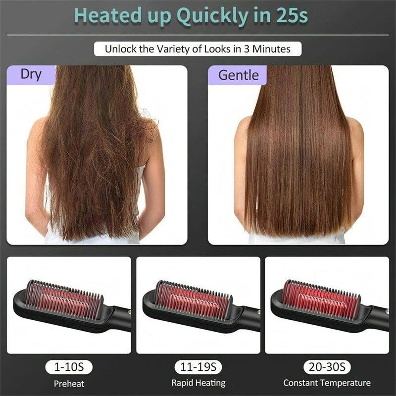 2 In 1 Hair Straightener| Curling Tong| Dual-purpose Electric Hair Brush