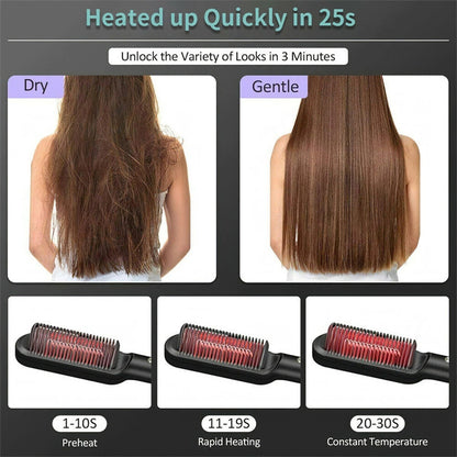 2 In 1 Hair Straightener| Curling Tong| Dual-purpose Electric Hair Brush
