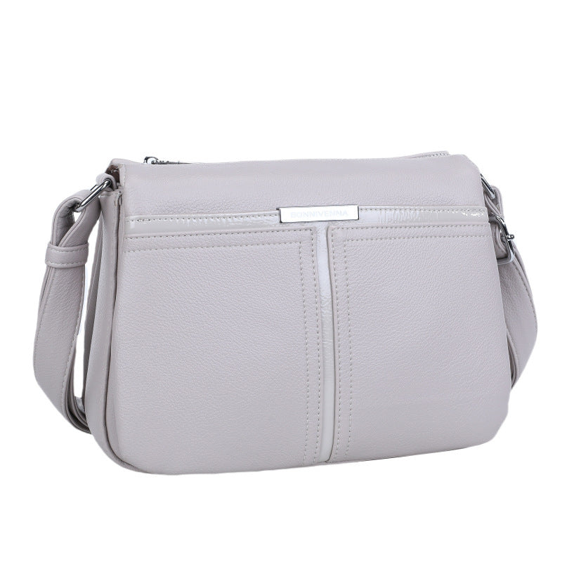 Soft Leather Multi-layer Crossbody Bag