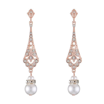 Alloy Silver Drop-shaped Pearl Earrings