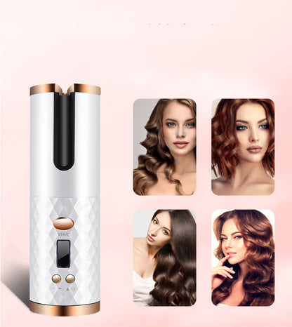 Rechargeable Automatic Hair Curler| Portable Hair Curling Iron| LCD Display| Curly Rotating Wave Styer