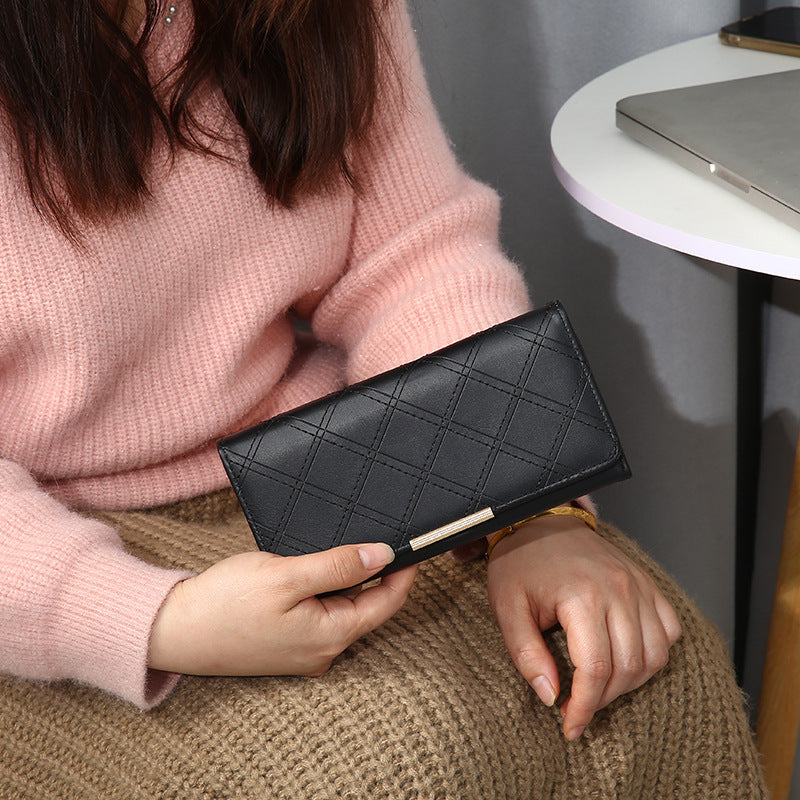 Embroidery Thread Rhombus Clutch Wallet