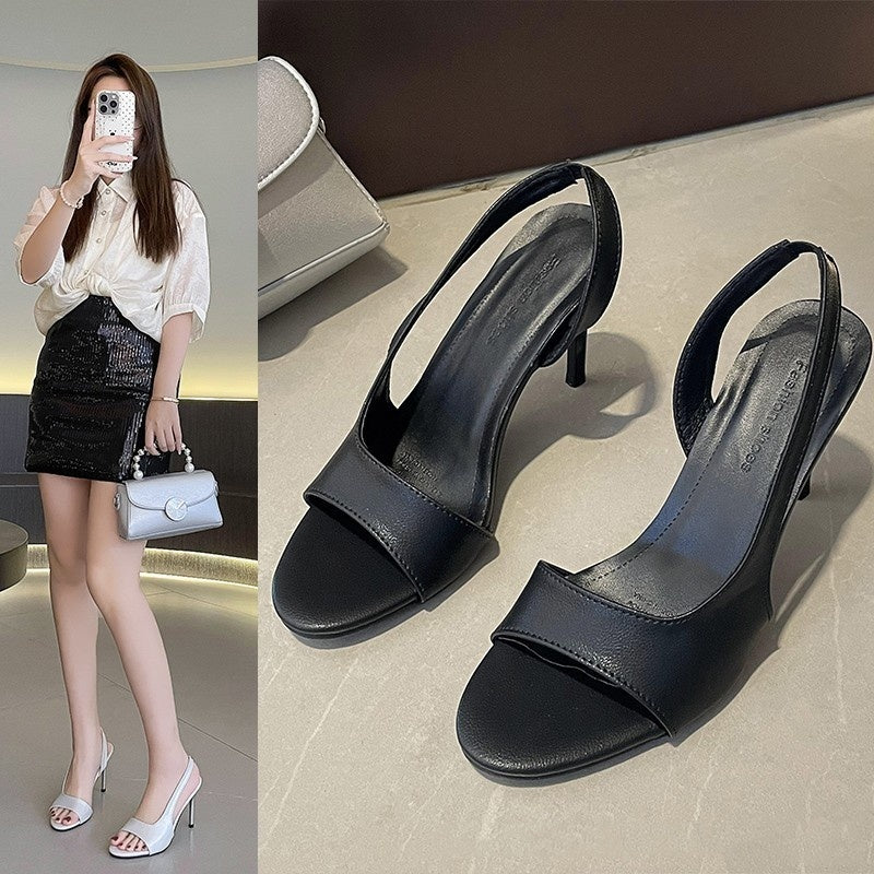 Pointed Toe French Style High Heel Sandals