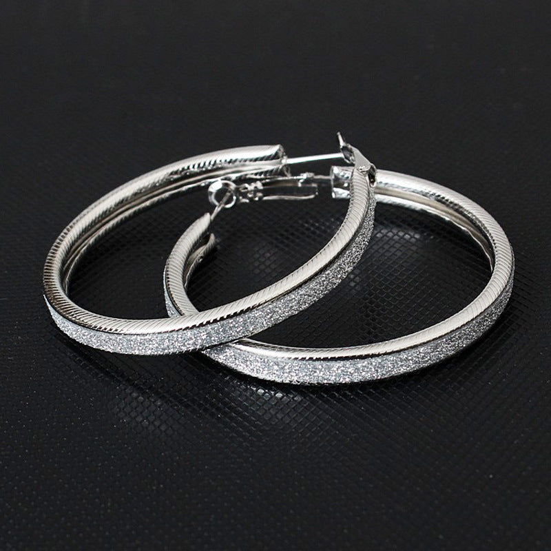 Frosted Big Circle Earrings