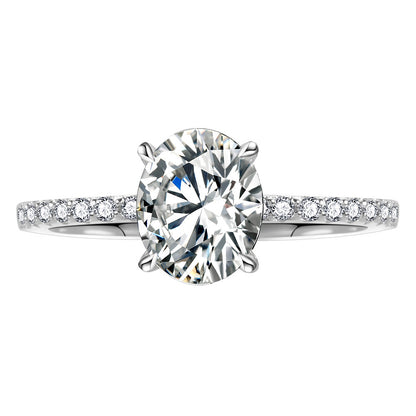 Sterling Silver Egg-shaped Big Diamond Ring