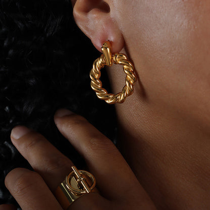 Fashion Commuter Titanium Steel Gold Plated Non-fading Ear Studs