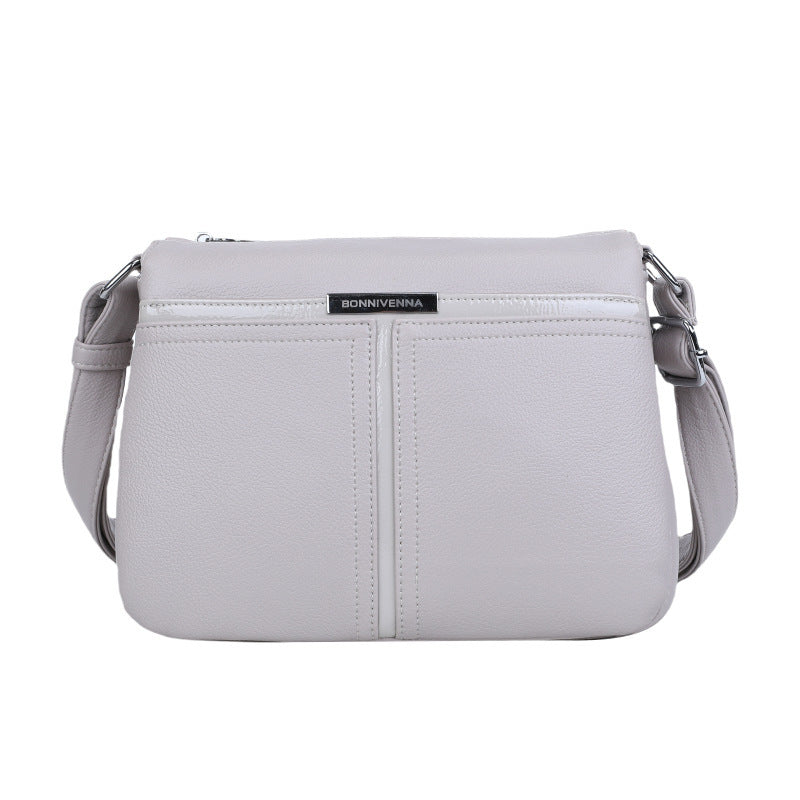 Soft Leather Multi-layer Crossbody Bag