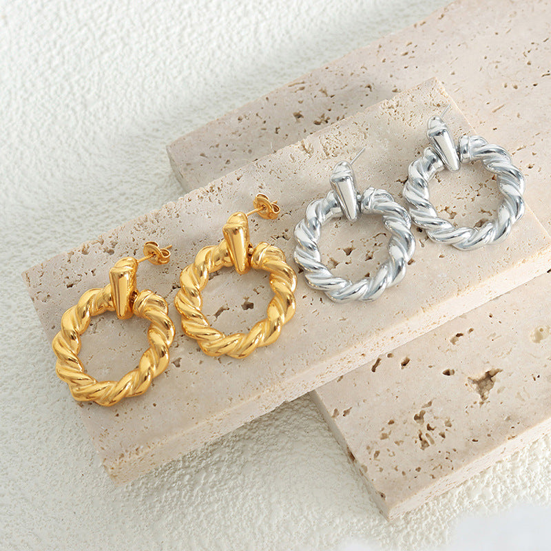Fashion Commuter Titanium Steel Gold Plated Non-fading Ear Studs