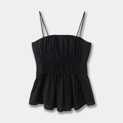 Pleated Camisole Top Brown Waisted Vest
