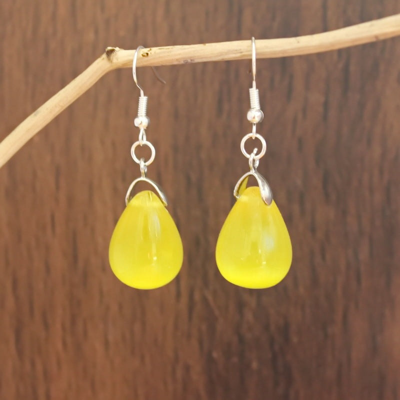 European And American Water Drop Earrings Natural Opal