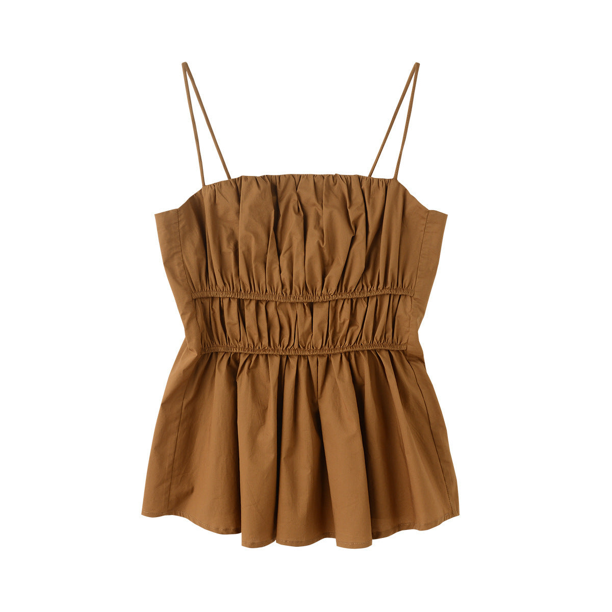 Pleated Camisole Top Brown Waisted Vest
