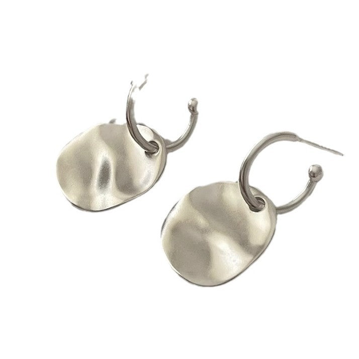 Heavy Industry Korean Niche Design Pleated Texture Round Brand Earrings