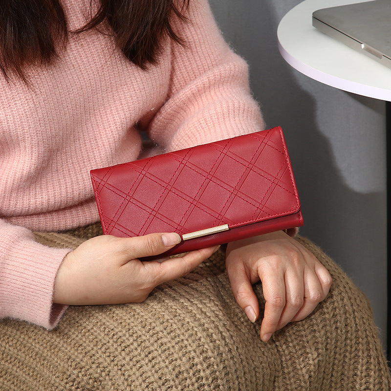 Embroidery Thread Rhombus Clutch Wallet