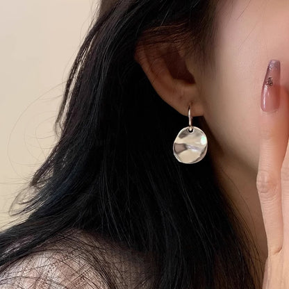 Heavy Industry Korean Niche Design Pleated Texture Round Brand Earrings