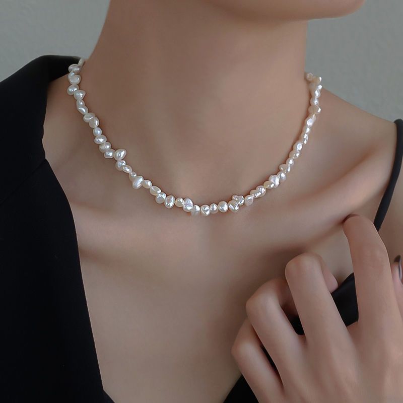 Vintage Grain Of Rice Freshwater Irregular Pearl Necklace For Women
