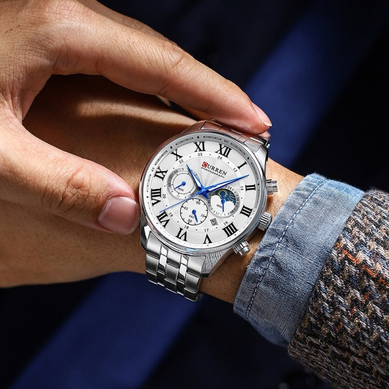 Men's Six-pin Quartz Steel Watch