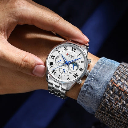 Men's Six-pin Quartz Steel Watch