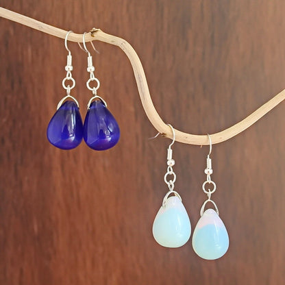 European And American Water Drop Earrings Natural Opal