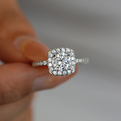 S925 Sterling Silver Plated Pt950 Gold 1 Karat Ring