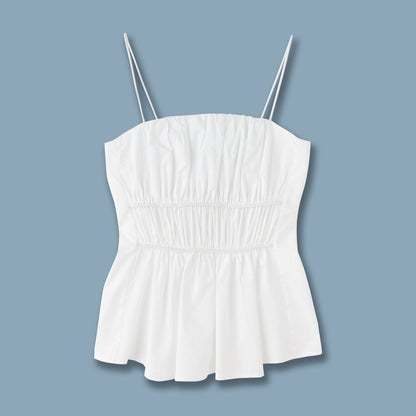 Pleated Camisole Top Brown Waisted Vest