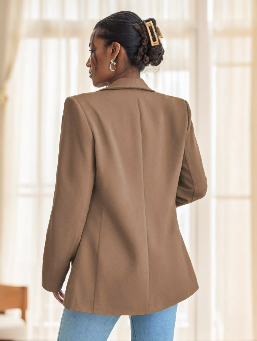 Women Solid Color Blazer Jacket