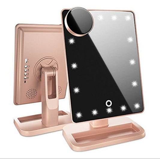 Makeup Mirror With 20 LED Light|Bluetooth Music Speaker|Magnifying Mirrors Lights